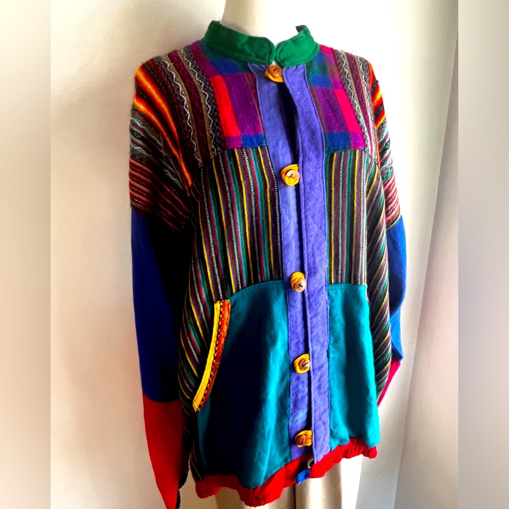 Vintage Guatemalan Patchwork Jacket In Vibrant Co… - image 1